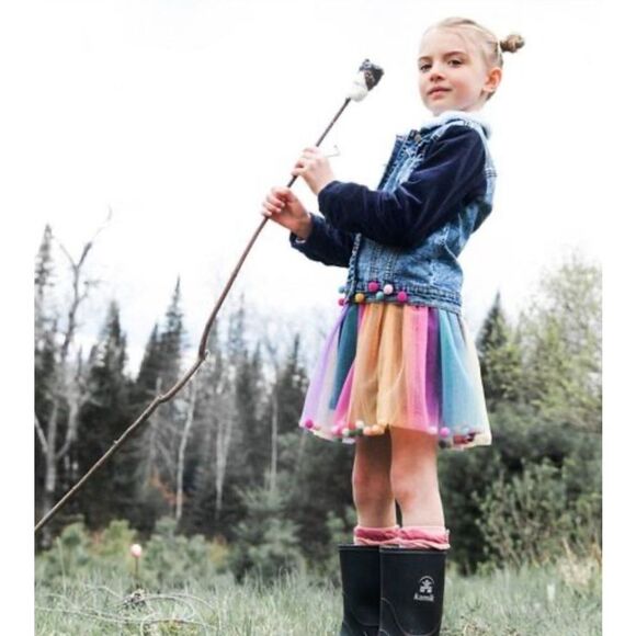 NWT Colorful Tulle Skirt with Pom Poms by Deux Par Deux - Size 10 - Picture 2 of 8